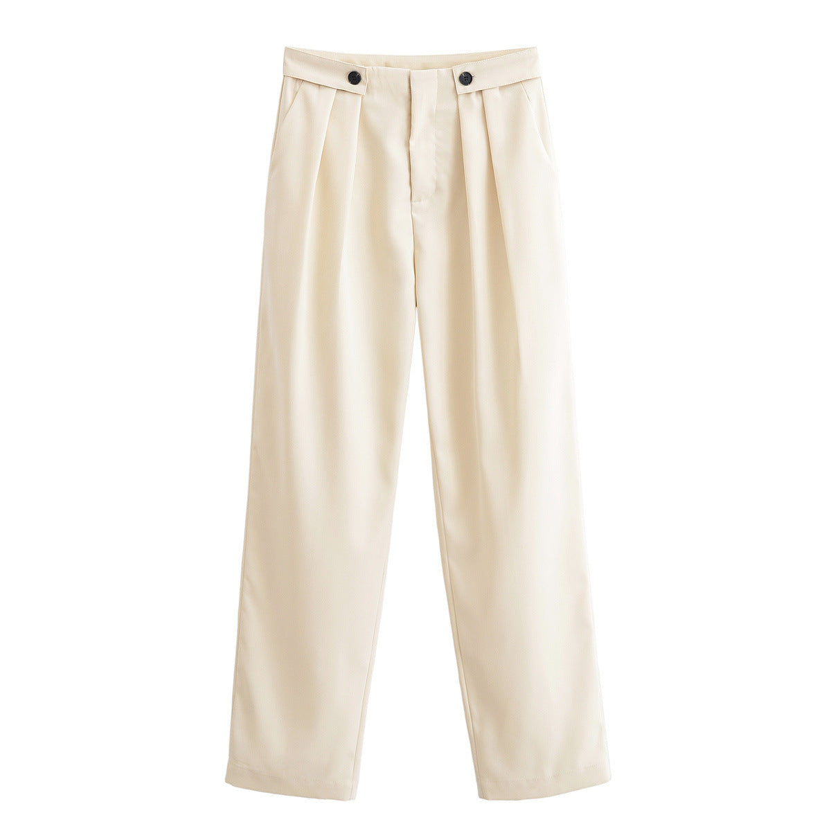 Pantaloni avorio con doppio bottone in vita — Avorio