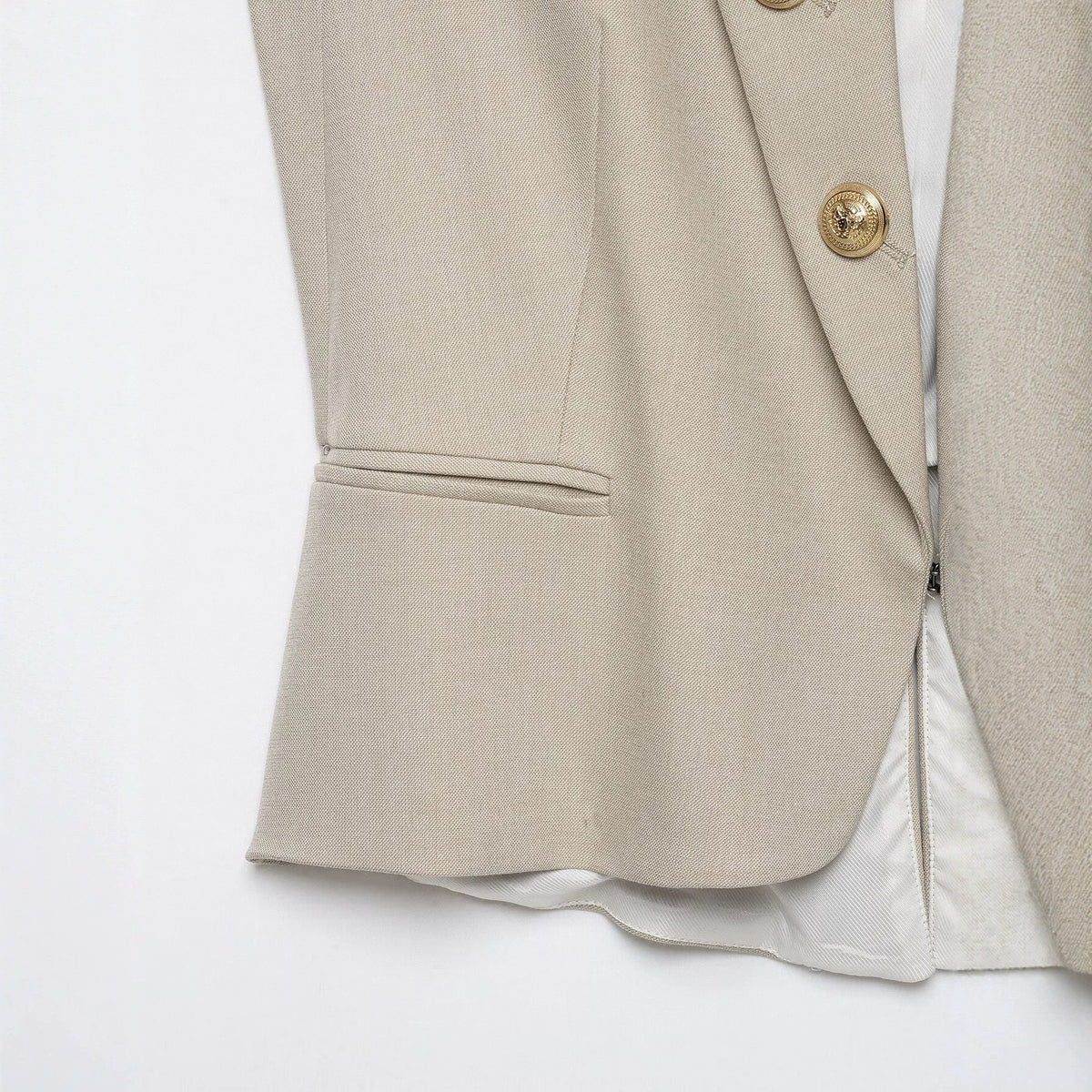 Gilet beige con bottoni dorati - foto 3