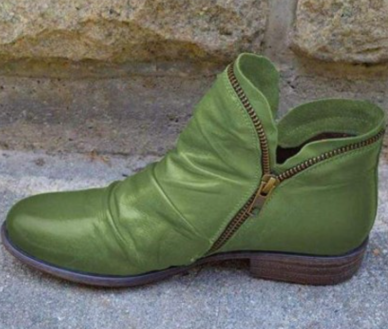 Stivaletti con zip e tacco basso