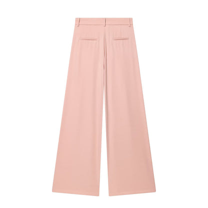 Pantaloni rosa a gamba ampia con pinces