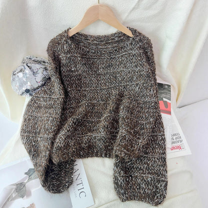 Pullover corto morbido con scollo a barca