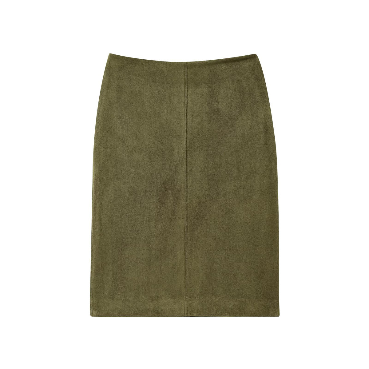 Gonna verde oliva effetto scamosciato con spacco