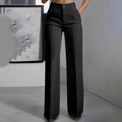 Pantaloni a vita alta con piega centrale
