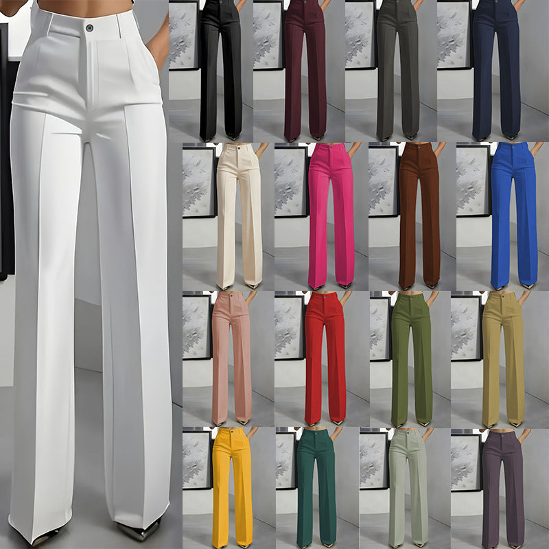 Pantaloni a vita alta con piega centrale