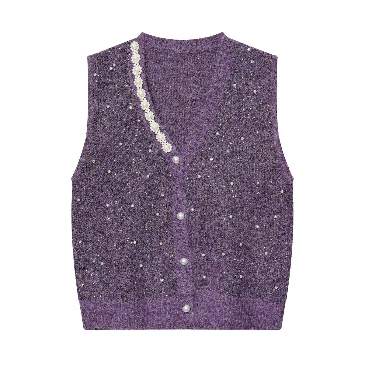 Gilet con bordi decorati effetto perla