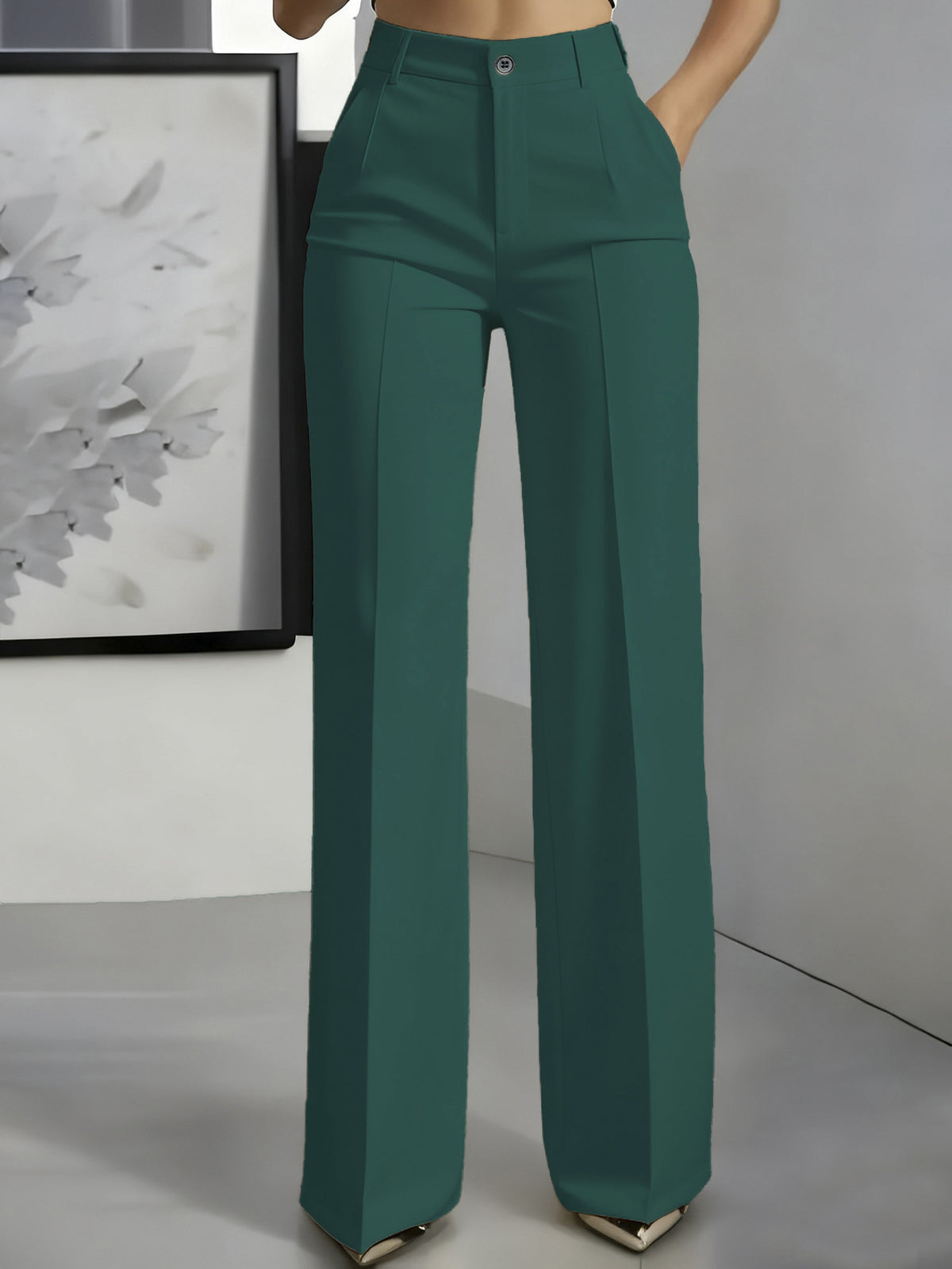 Pantaloni a vita alta con piega centrale
