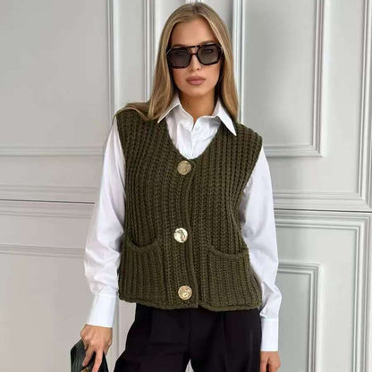Gilet in maglia con bottoni e tasche