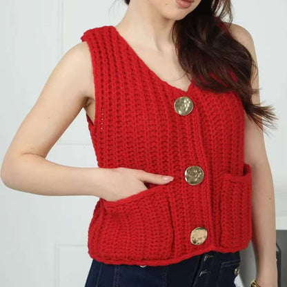 Gilet in maglia con bottoni e tasche