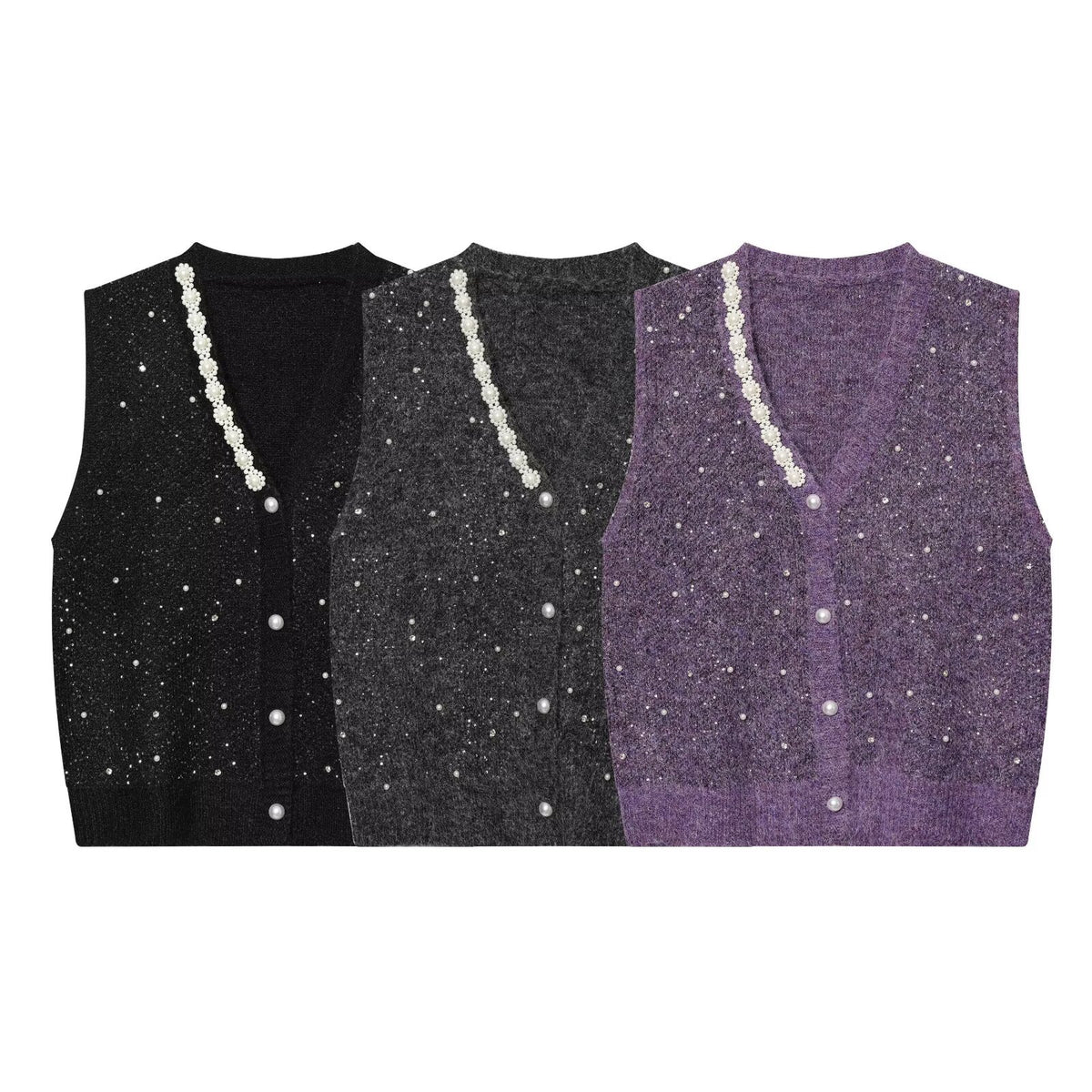 Gilet con bordi decorati effetto perla