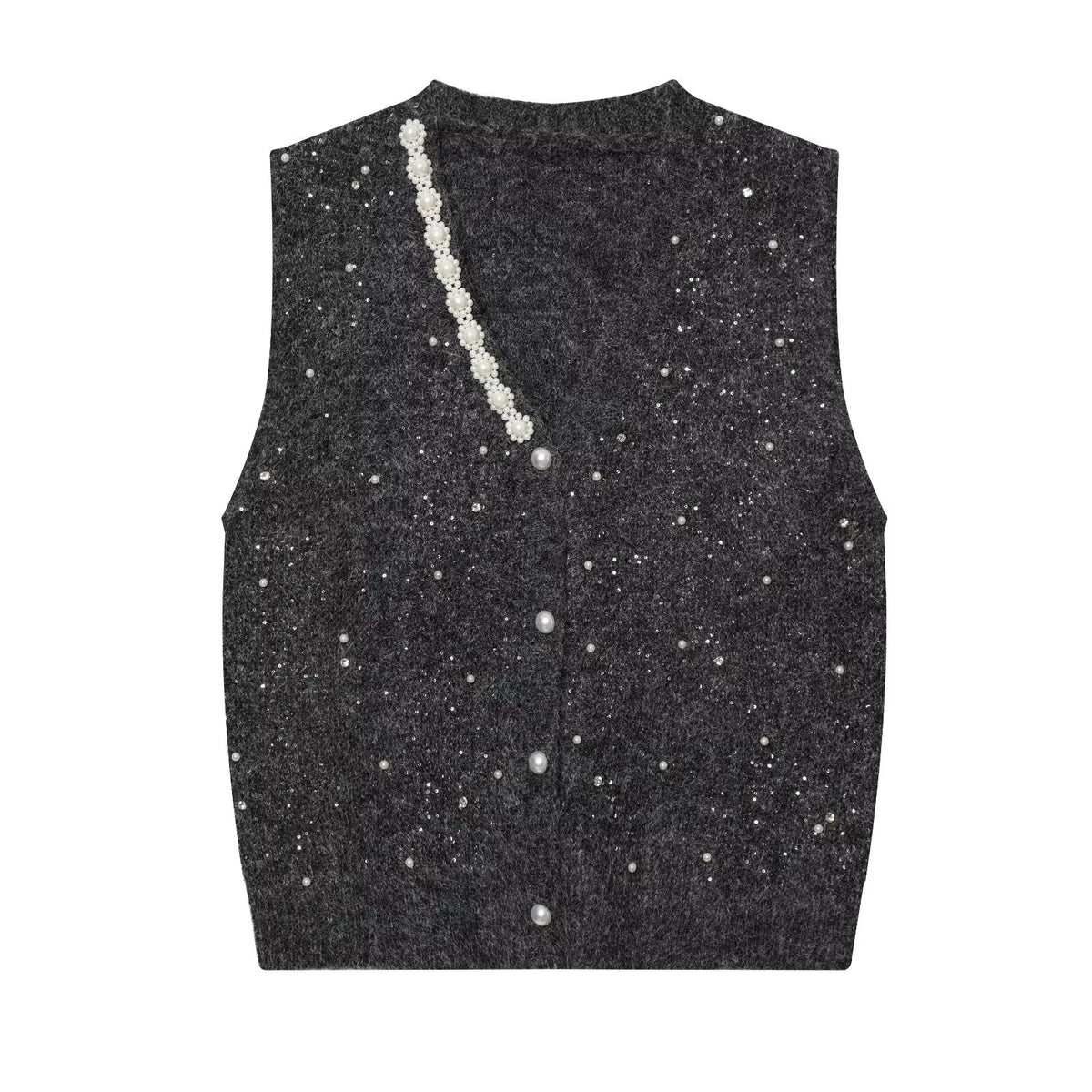 Gilet con bordi decorati effetto perla