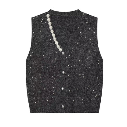 Gilet con bordi decorati effetto perla