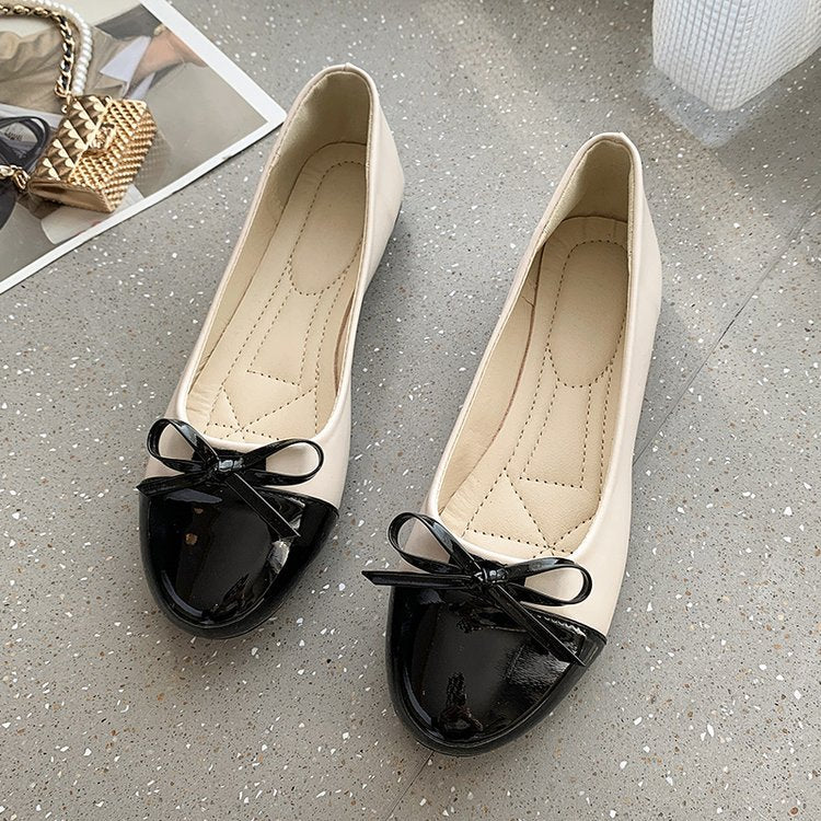 Ballerine con fiocco e punta a contrasto