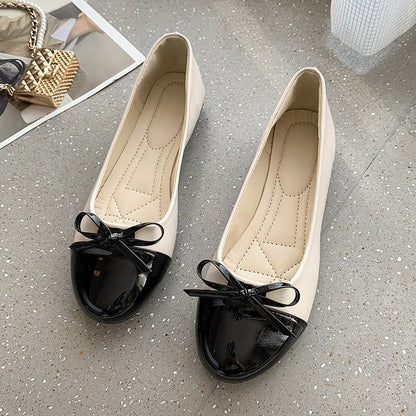 Ballerine con fiocco e punta a contrasto