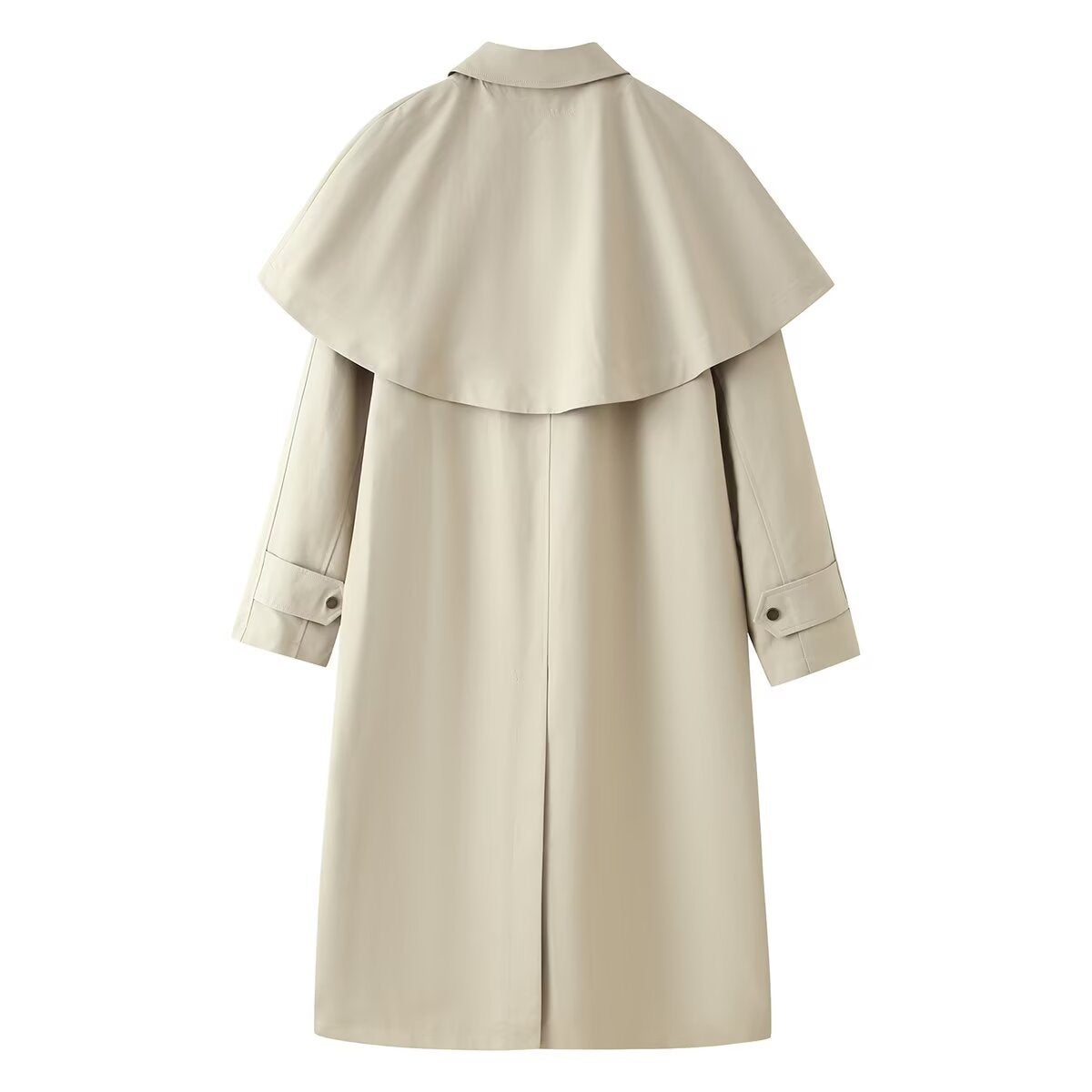 Trench lungo beige con mantellina