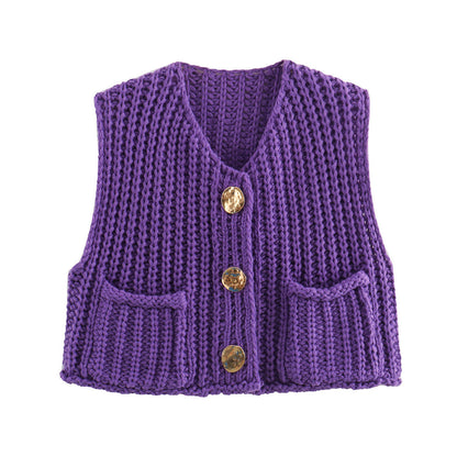 Gilet in maglia con bottoni e tasche