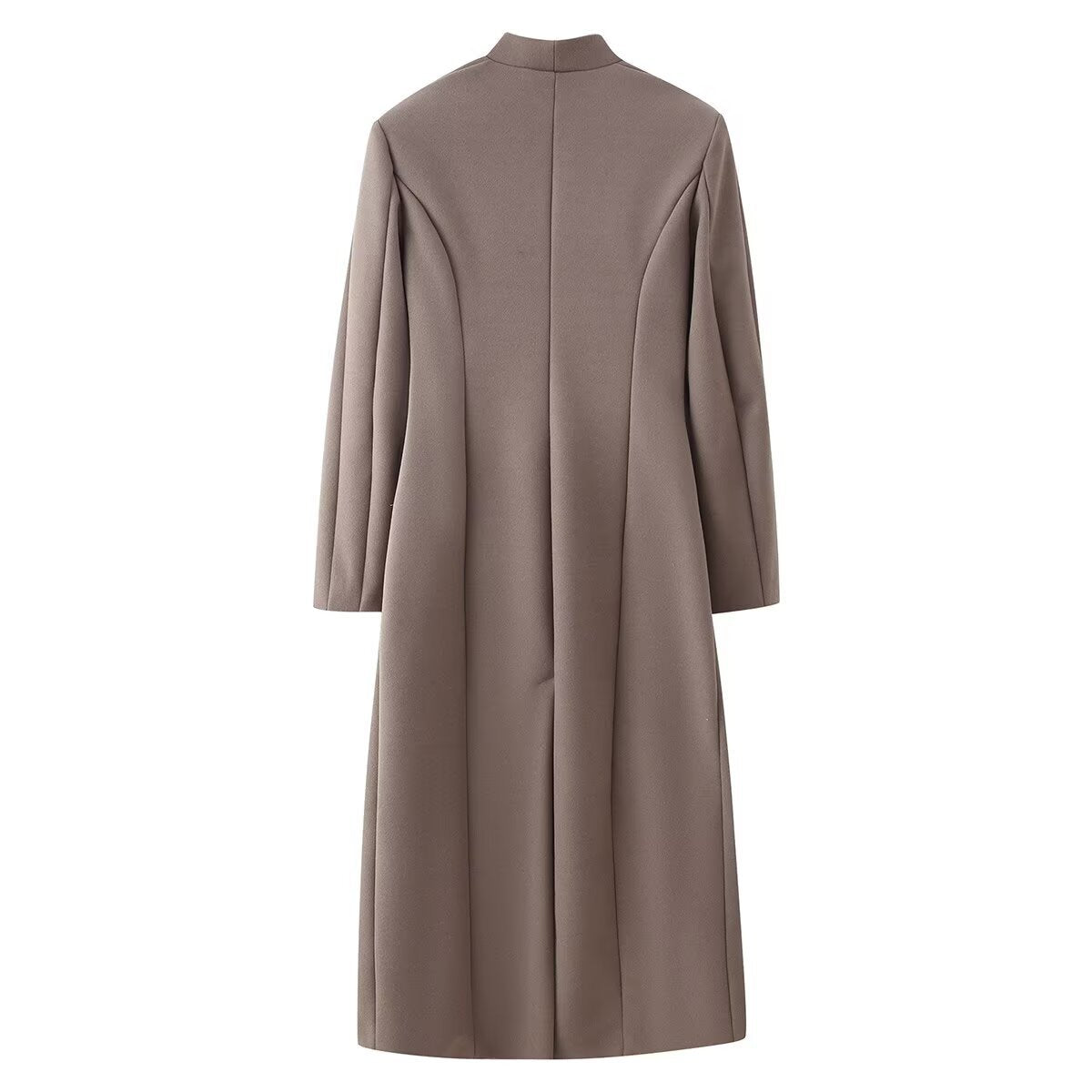 Cappotto lungo doppiopetto con revers e tasche