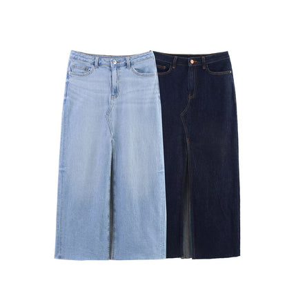 Gonna midi in denim dalla linea dritta