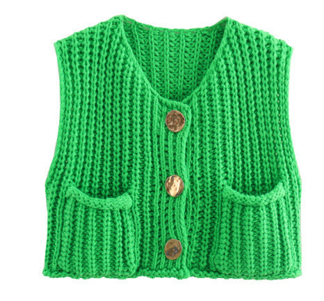 Gilet in maglia con bottoni e tasche