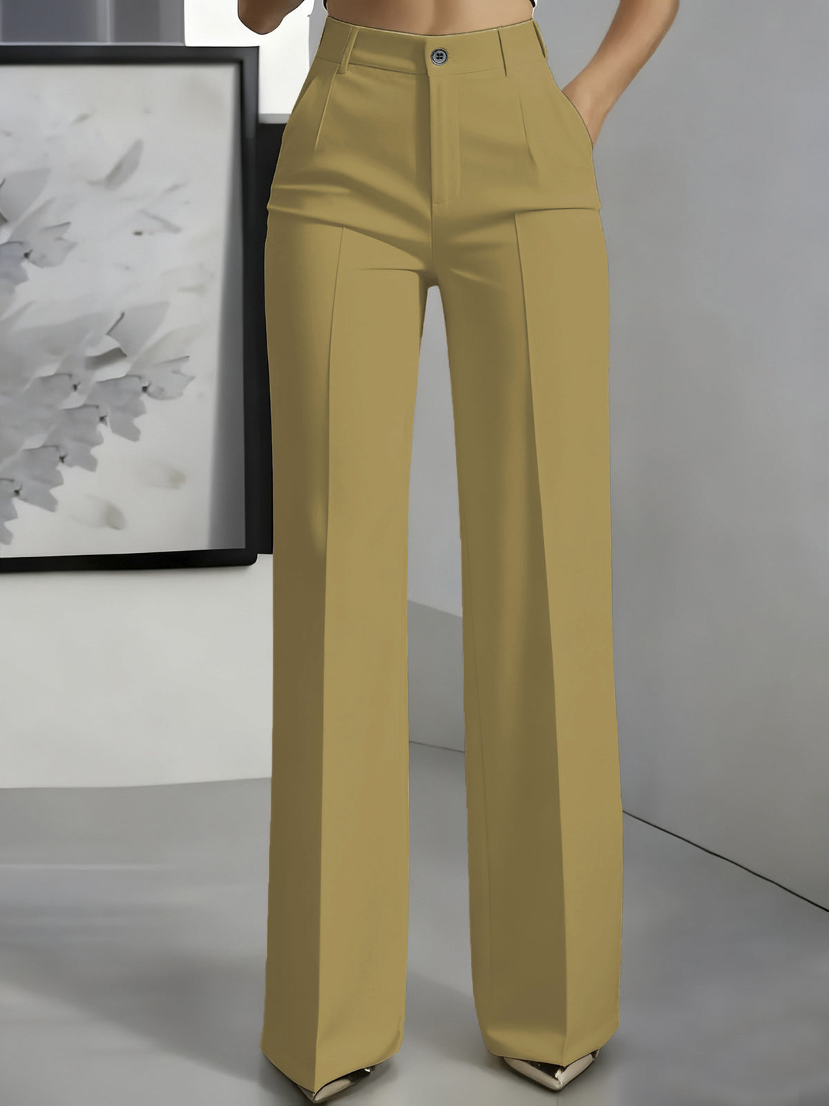 Pantaloni a vita alta con piega centrale