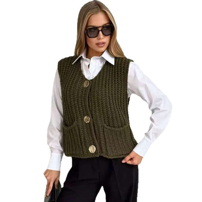 Gilet in maglia con bottoni e tasche