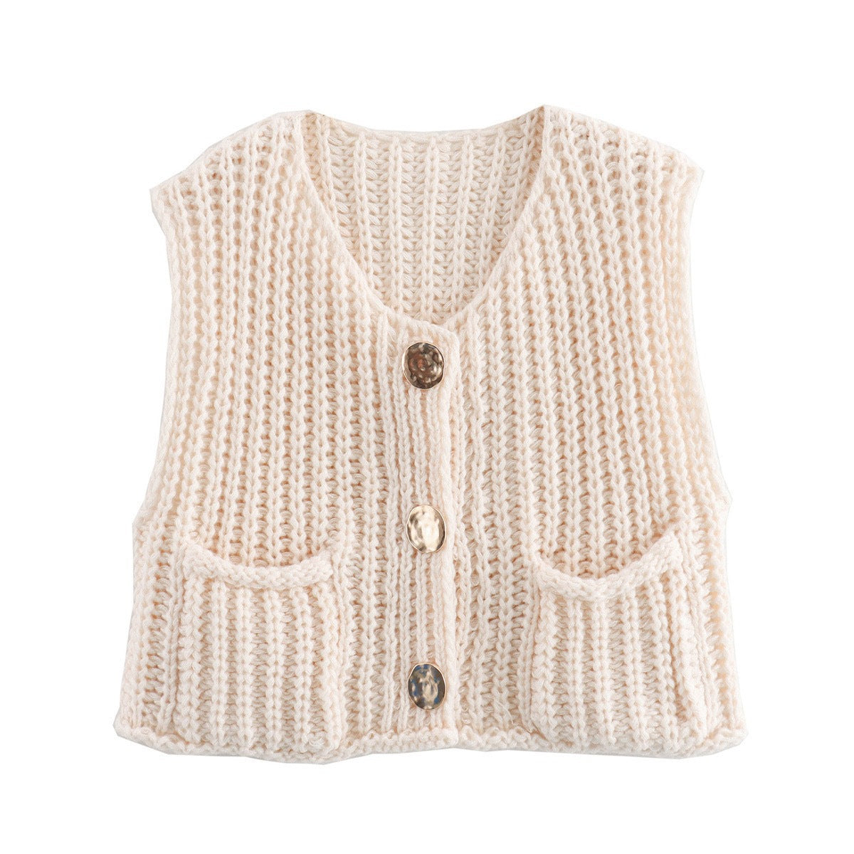 Gilet in maglia con bottoni e tasche