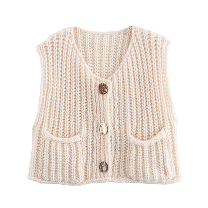 Gilet in maglia con bottoni e tasche