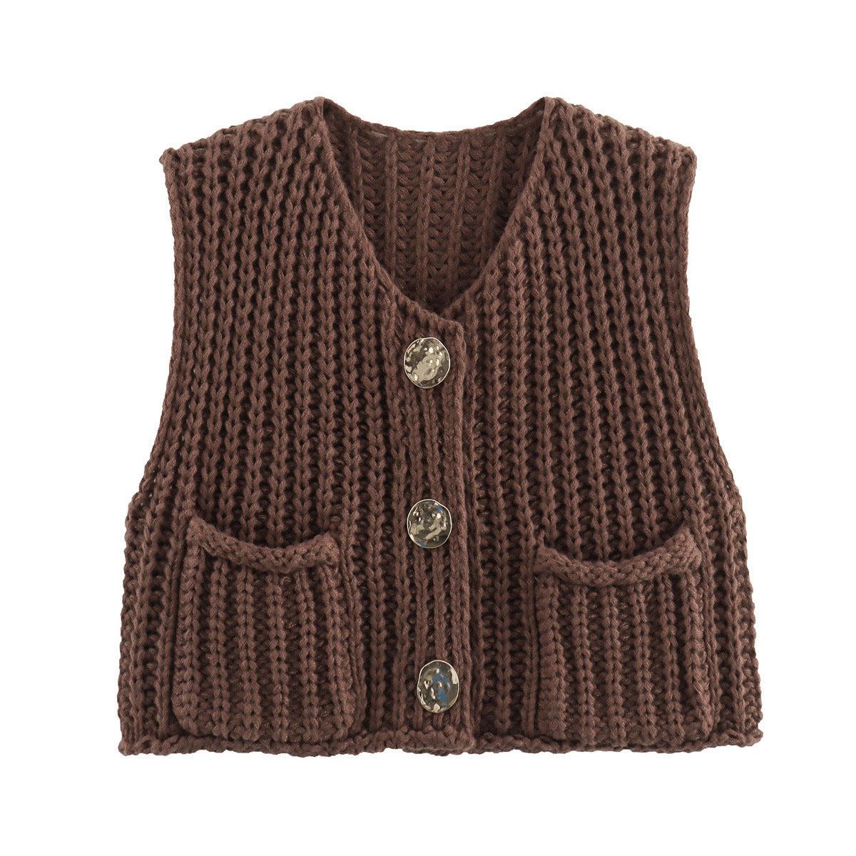 Gilet in maglia con bottoni e tasche