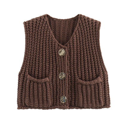 Gilet in maglia con bottoni e tasche