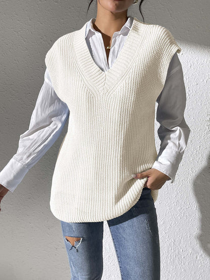 Gilet in maglia con scollo a V e spacchi