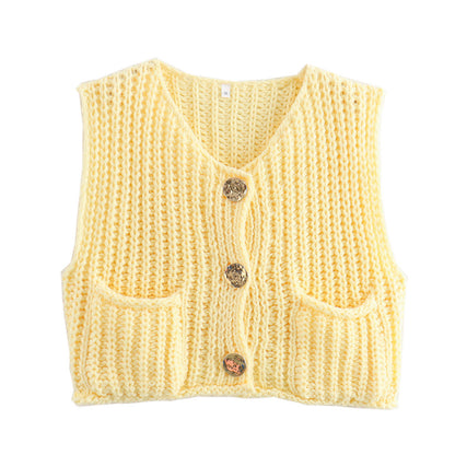 Gilet in maglia con bottoni e tasche