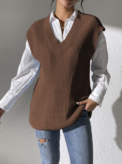 Gilet in maglia con scollo a V e spacchi