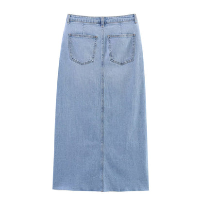 Gonna midi in denim dalla linea dritta