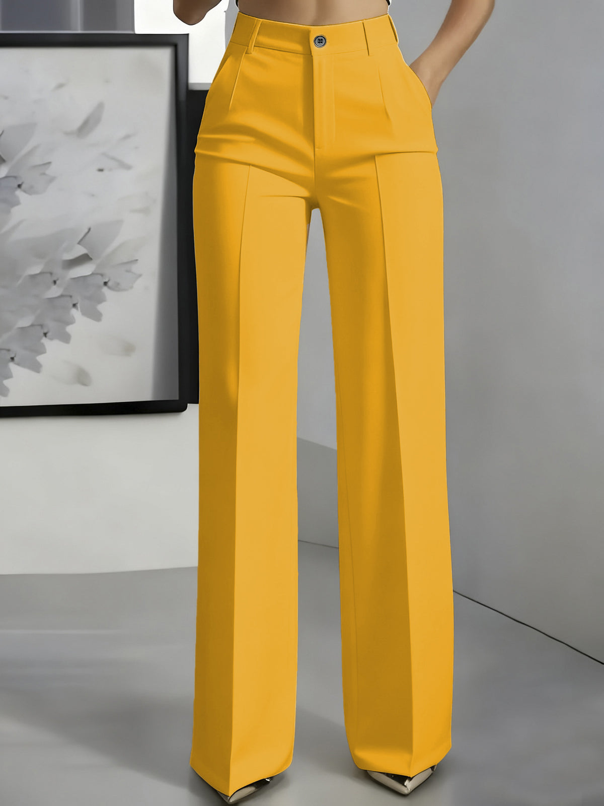 Pantaloni a vita alta con piega centrale