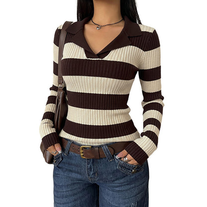 Maglia a righe con colletto