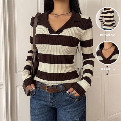 Maglia a righe con colletto