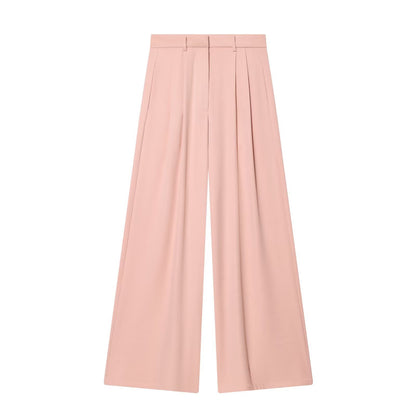Pantaloni rosa a gamba ampia con pinces