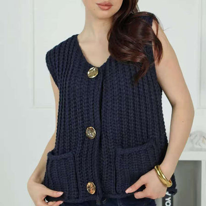 Gilet in maglia con bottoni e tasche