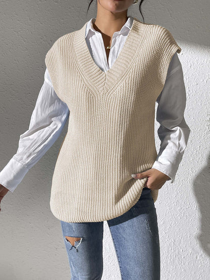 Gilet in maglia con scollo a V e spacchi