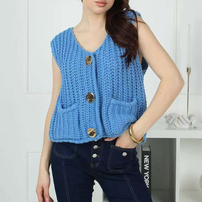 Gilet in maglia con bottoni e tasche