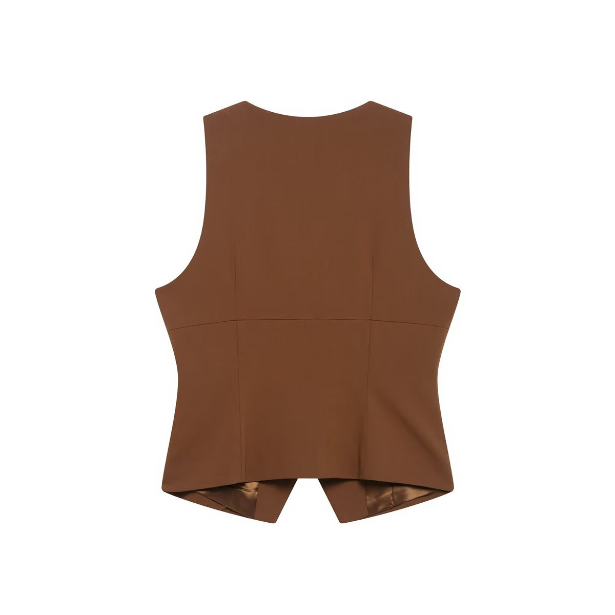 Gilet caramello con scollo a V e bottoni