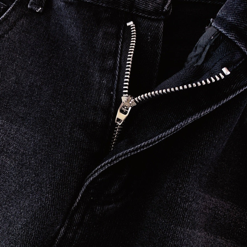 Jeans ampi grigio antracite a vita alta