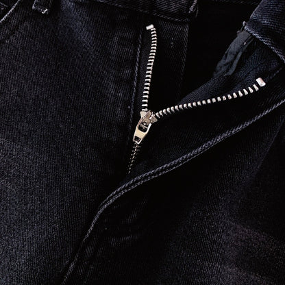 Jeans ampi grigio antracite a vita alta
