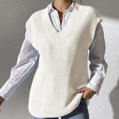Gilet in maglia con scollo a V e spacchi