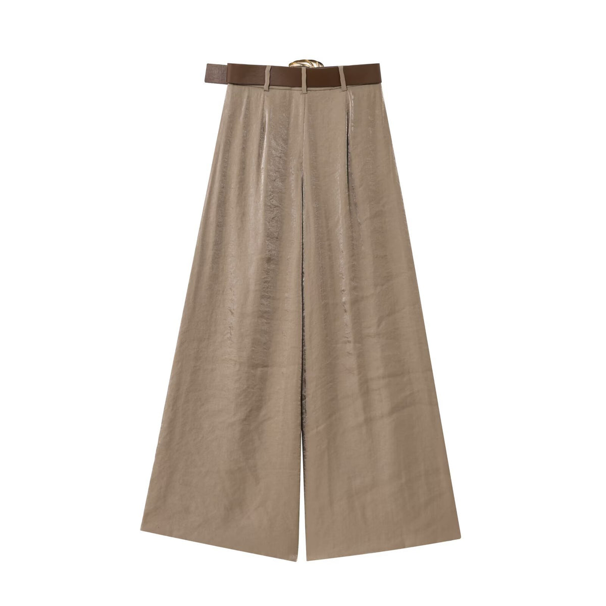 Pantaloni ampi satinati con cintura