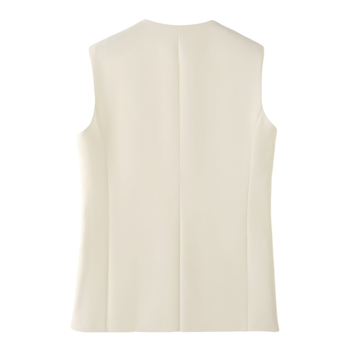 Gilet avorio lungo con bottone e tasche