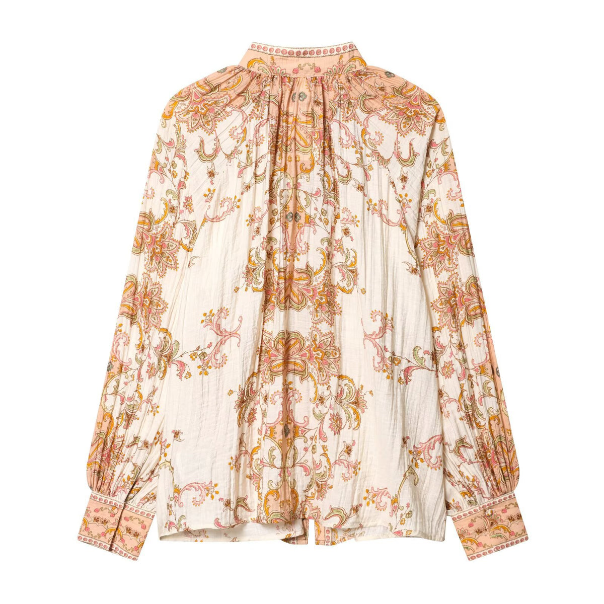 Blusa stampata con pieghe e maniche ampie