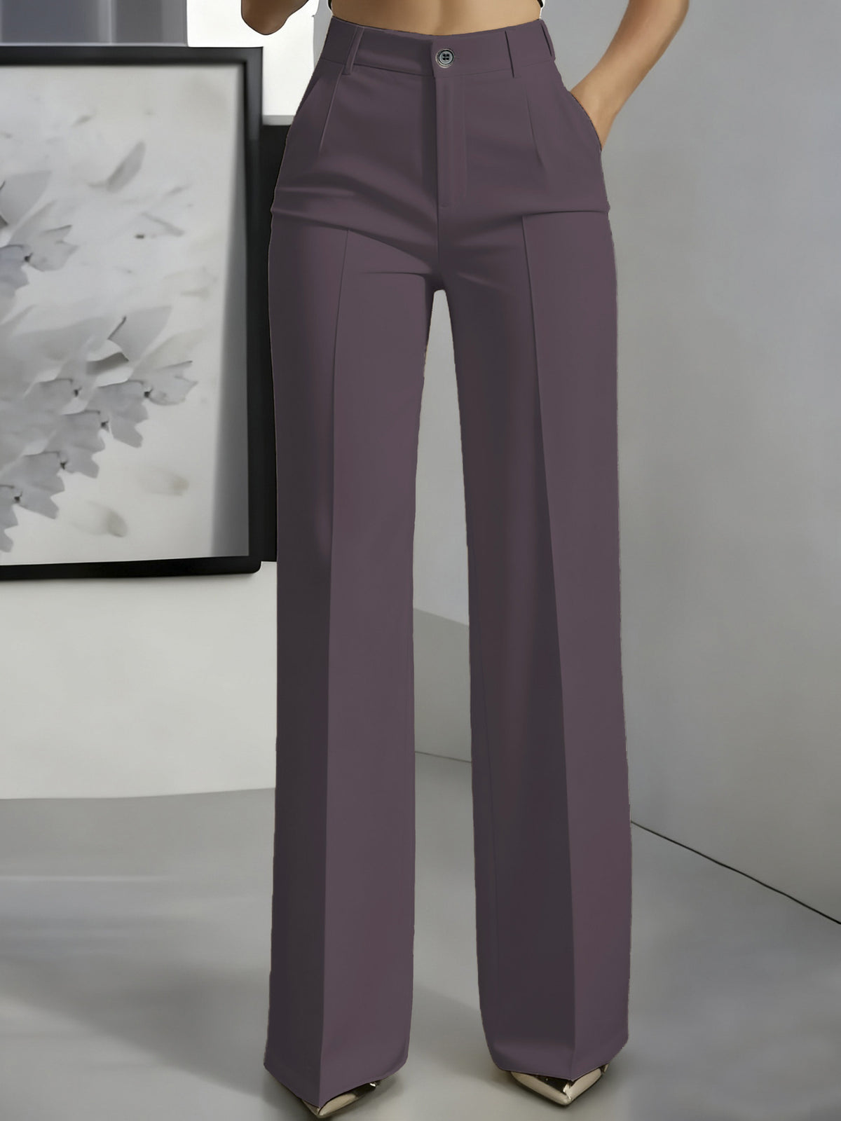 Pantaloni a vita alta con piega centrale