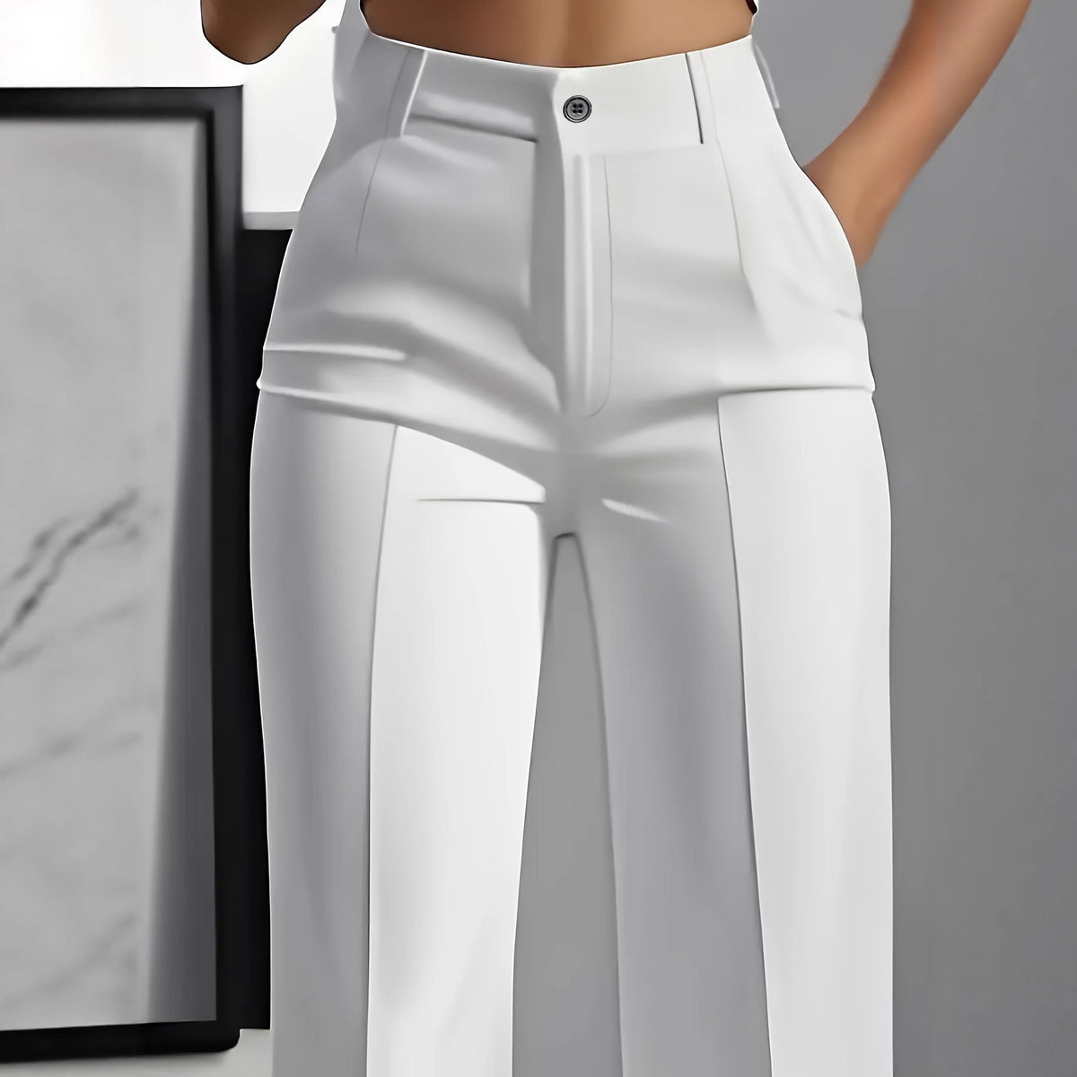 Pantaloni a vita alta con piega centrale