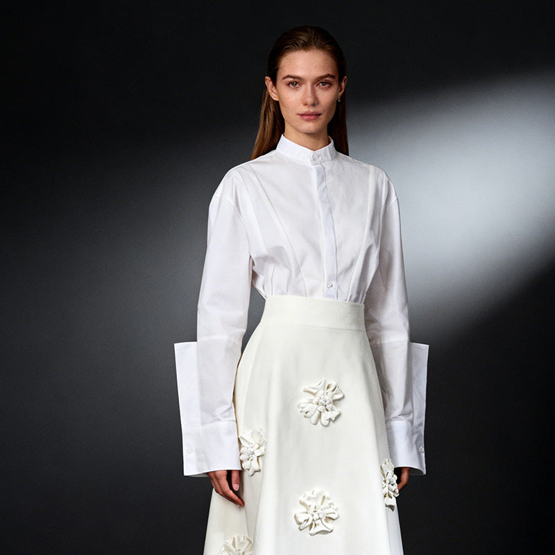 Camicia bianca a maniche lunghe dal taglio ampio — Bianco