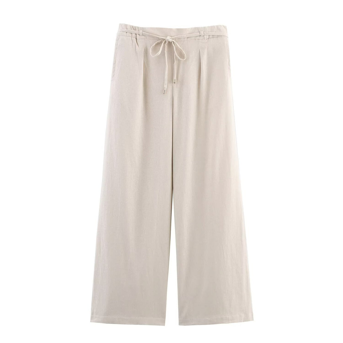 Pantaloni beige ampi con coulisse in vita — Beige